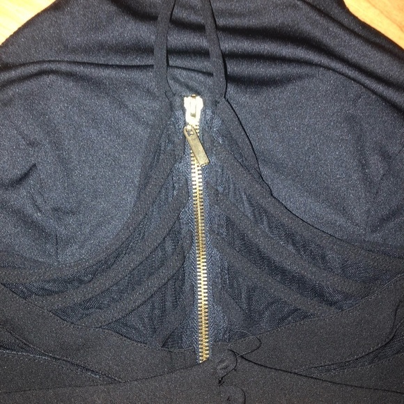 B Darlin Black Cropped High Neck Mesh Back Top - Picture 8 of 8